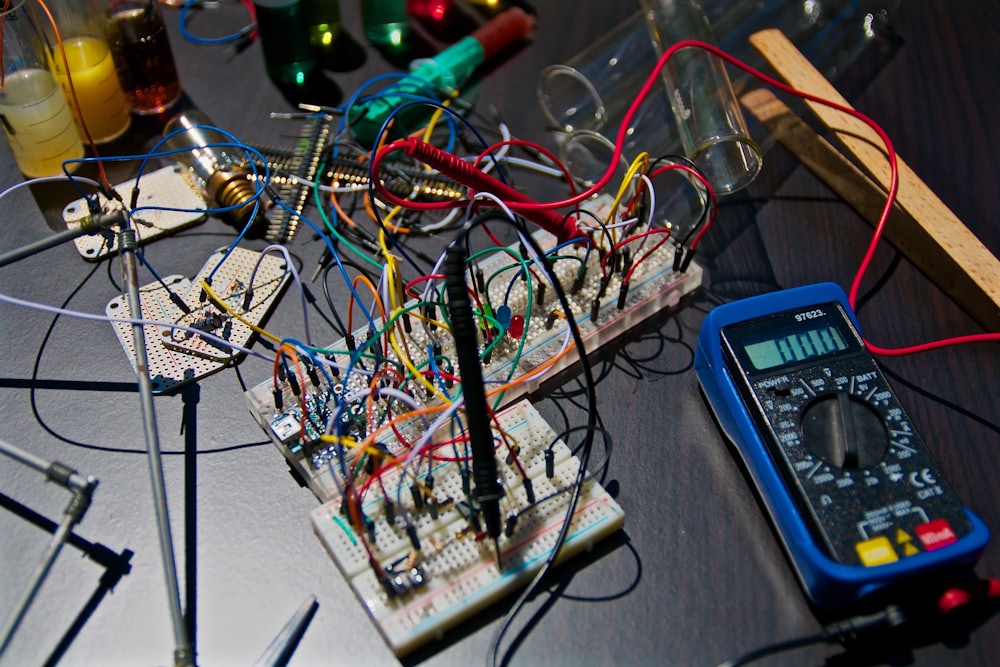 Engineer testing electrical circuits